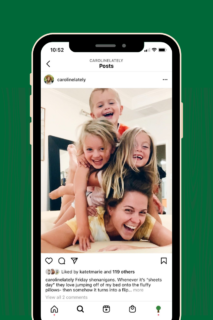Instagram account mom @carolinelately pictured with three children